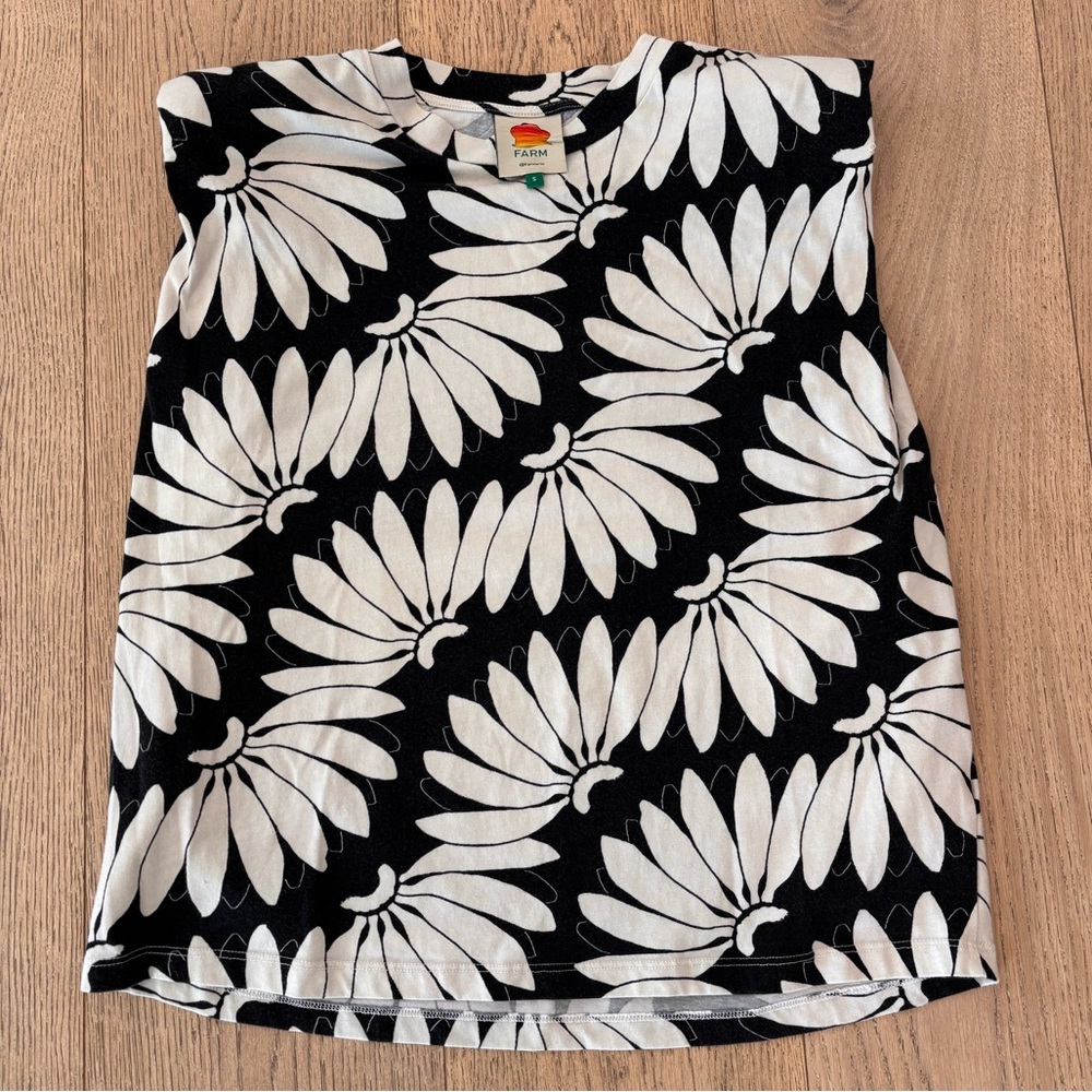 FARM Rio Black Copacabana Organic Cotton Shirt, Sz S